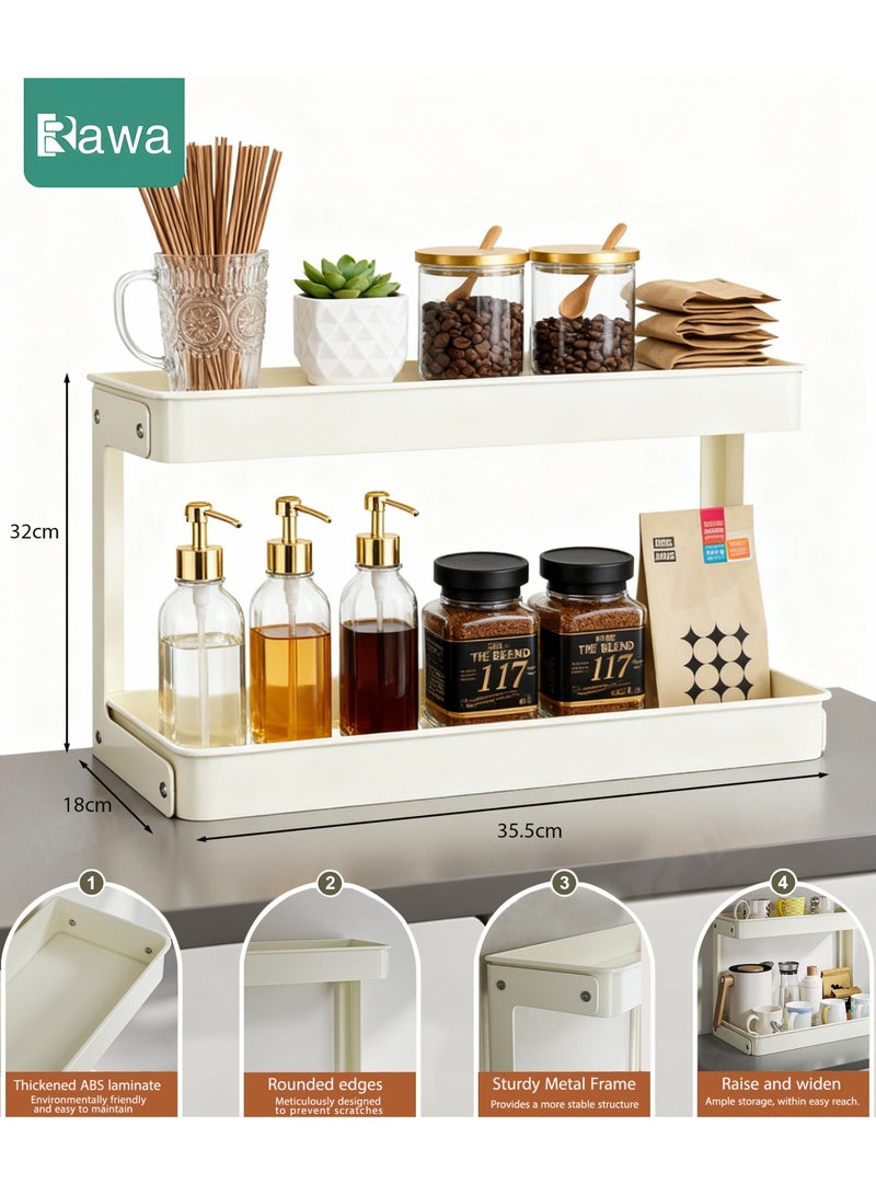 روعة صندوق تخزين لمحطة القهوة، رف ملحقات بار القهوة ذو الطابقين، منظم توابل القهوة والشاي، صندوق توابل للمطبخ والمنزل والمكتب - Image 4